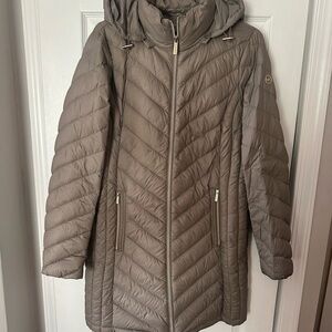 Michael Kors Women's Quilted Hooded Jacket - Taupe